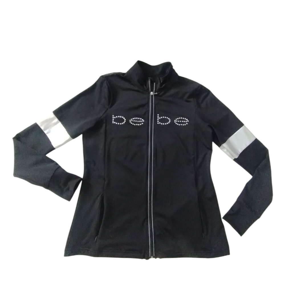 Bebe Y2K Women's Size Medium Rhinestone‎ Logo Althleisure Active Jacket Retro
